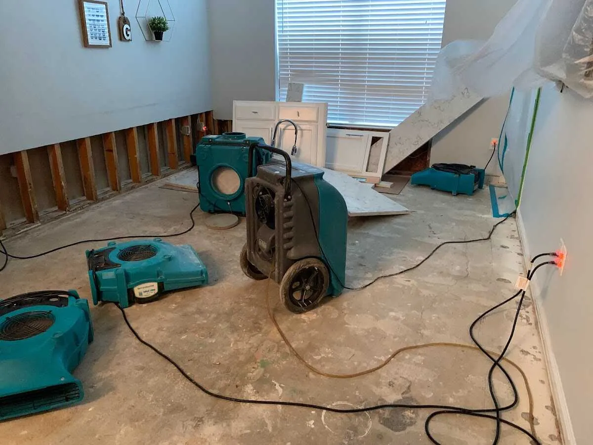 Dehumidifier in flood-cut room for Water Damage Restoration in Lely Resort